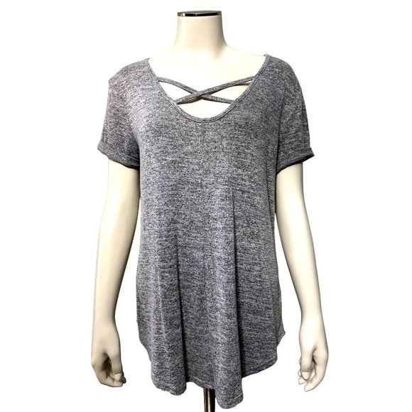 A.N.A. A New Approach Gray Cotton Polyester Blend Cuffed Sleeve Tee Size M - Picture 1 of 7